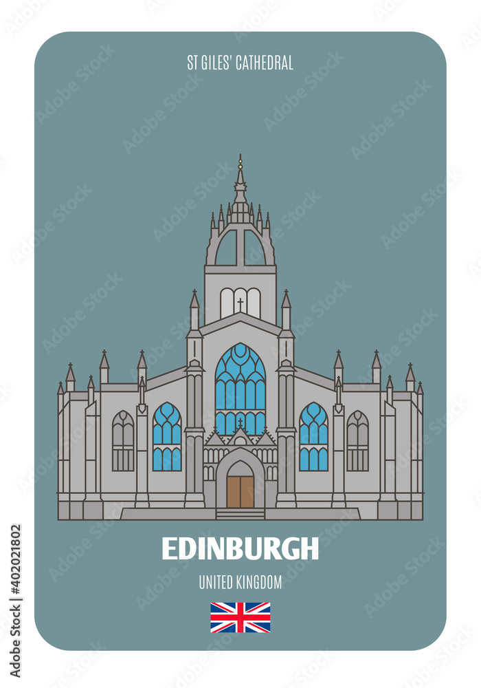 St Giles' Cathedral in Edinburgh, UK. Architectural symbols of European cities