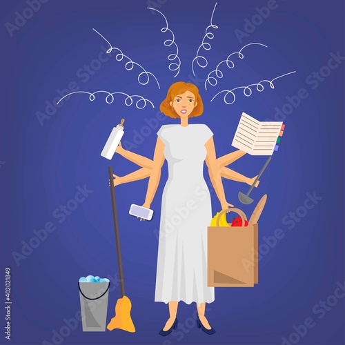 Woman in stress in cartoon style vector illustration esp.10