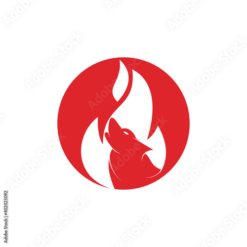 Wolf fire vector logo design template. 