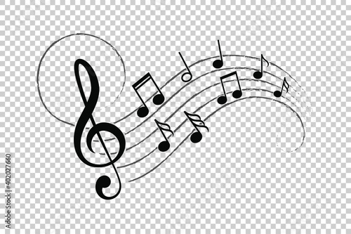 Music notes, musical design elements, isolated vector illustration