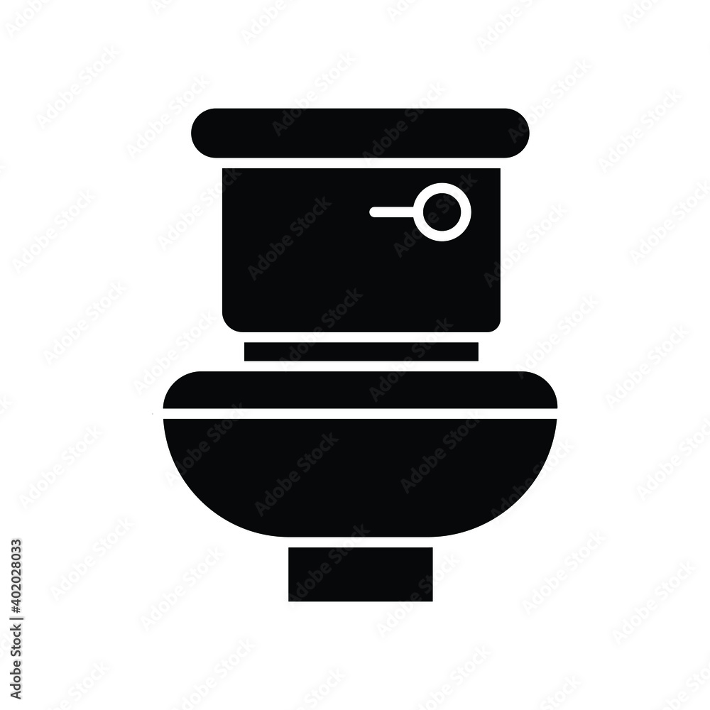 WC flush toilet bowl illustration glyph icon