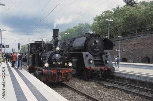 Historische Dampflokomotiven Im Bahnhof