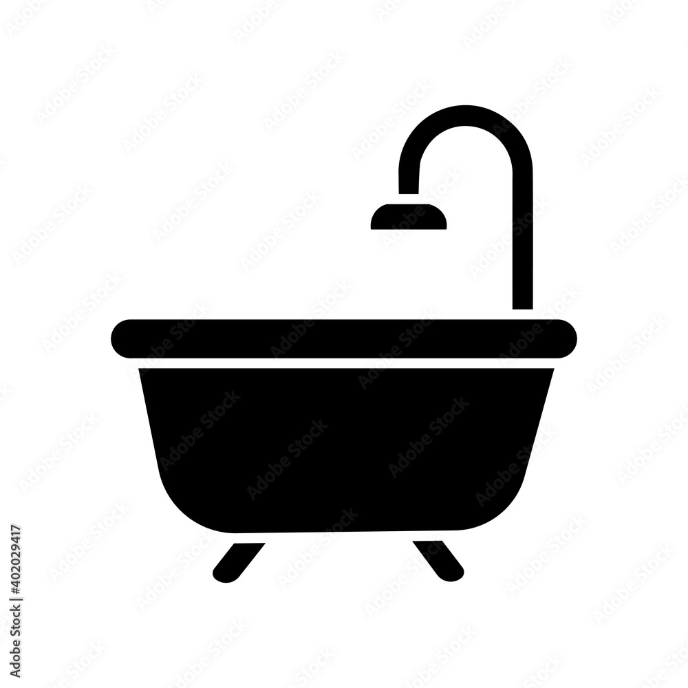 bathtub with shower glyph icon bathtub with shower glyph icon