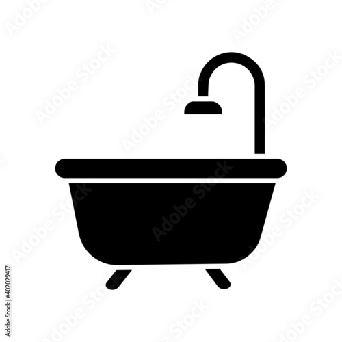 bathtub with shower glyph icon