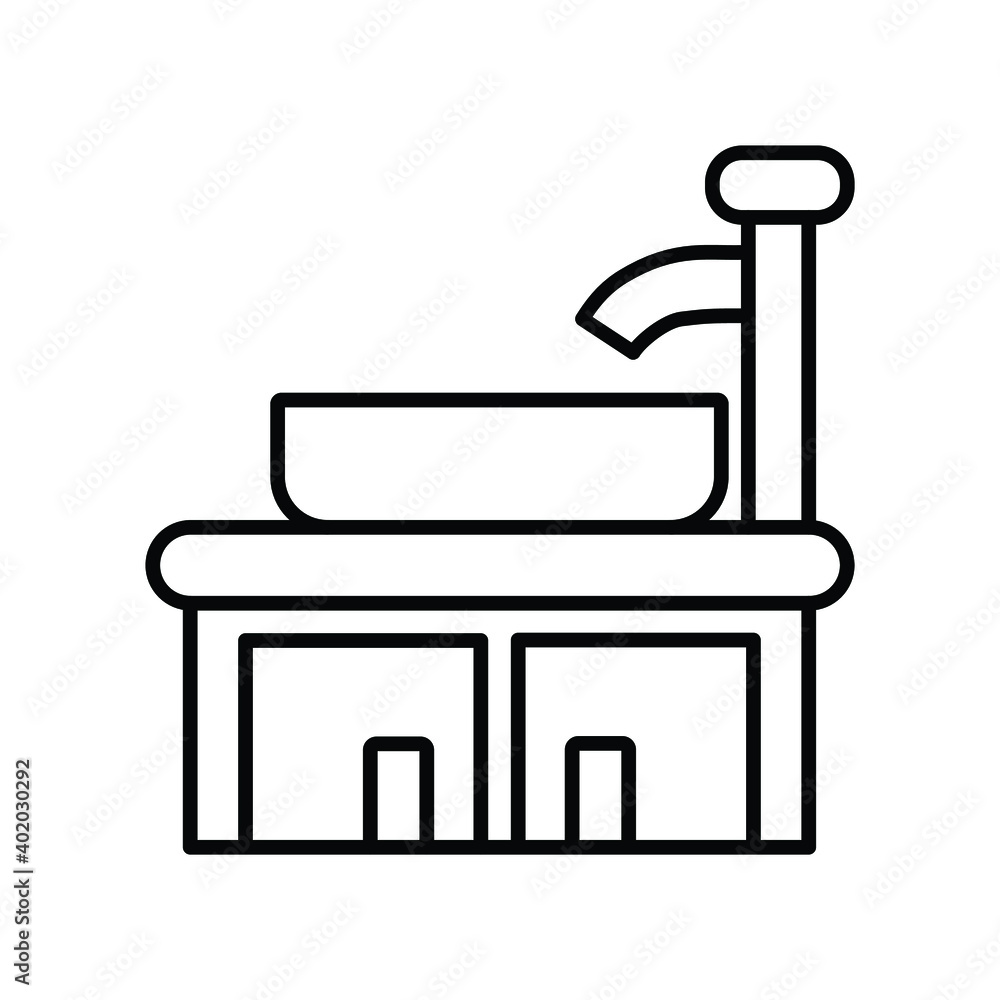 Washbasin tap water bathroom line icon Washbasin tap water bathroom line icon