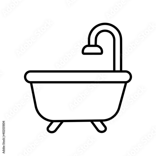 tub with shower bathroom line icon