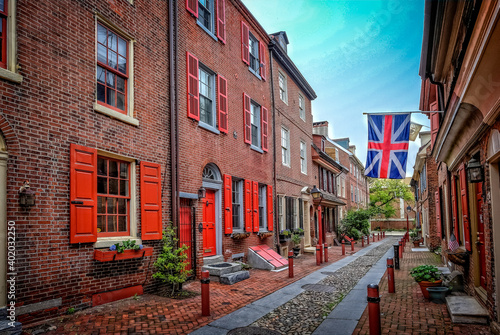 Historic Elly Alley in Philadelphia PA Brick structures