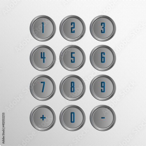 Vector sketch elevator buttons and panel Controls. Vector illustration isolated on white background.