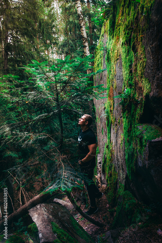 boy in the forest of Carpatian