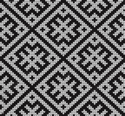 Seamless vector geometric pattern knitted black and white