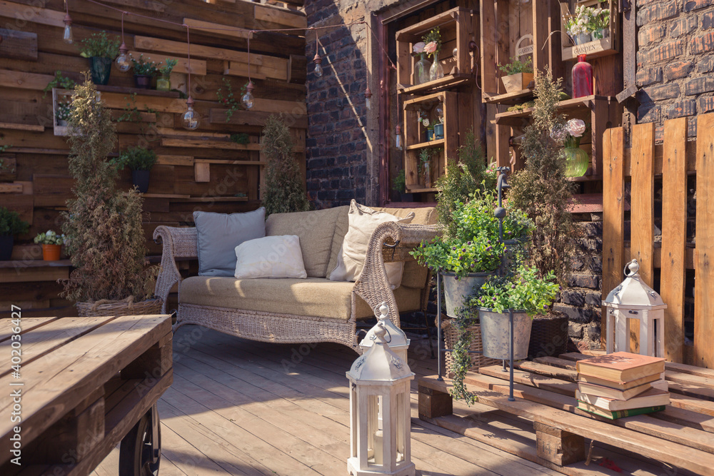 Fototapeta premium Loft garden design of veranda