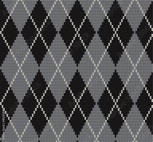 Seamless vector geometric pattern knitted black and white