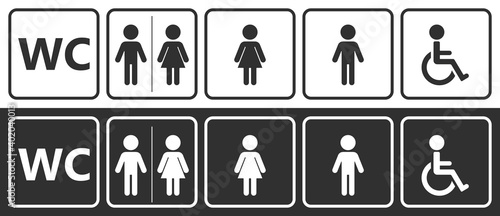Toilet icons set, toilet signs, bath icons. Vector illustration.