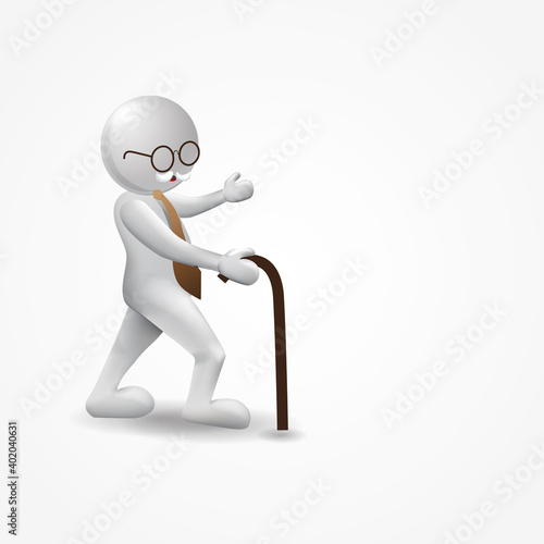 3d Small people getting old and healthy