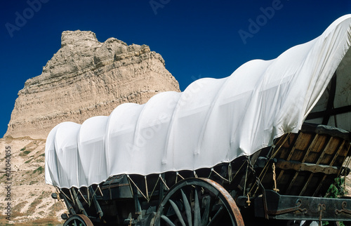 Canvas Print Settlers carriage, covered wagon midwest USA