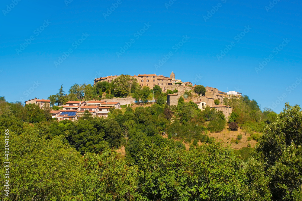 The late summer landscape around the historic hill village of Batignano in Grosseto Province, Tuscany, Italy
