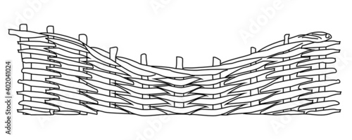 Vintage wicker fence graphics vector
