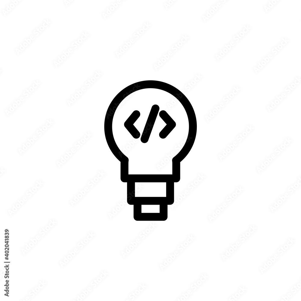 Programming idea bulb icon. Icon design for programming and software engineering. Vector Programming idea bulb icon. Icon design for programming and software engineering. Vector