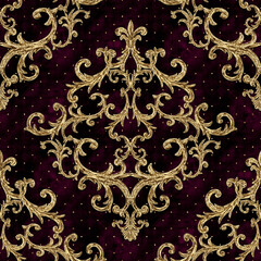 Rideaux Noir et or patrons Baroque golden elements seamless pattern. Gold texture  © Olga