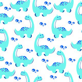 Kids pattern cute animal dinosaur on white background