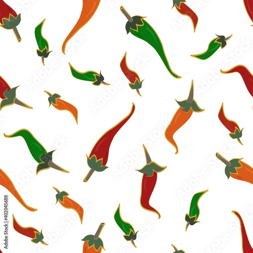 Chillies scattered On White