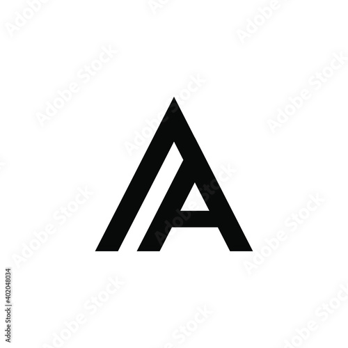 Letter 'A' form and mountain combined together.Line vector logo.