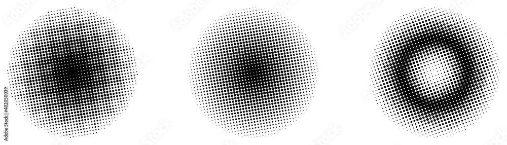 Halftone. Halftone gradient in circle. Dots pattern background. Vector illustration