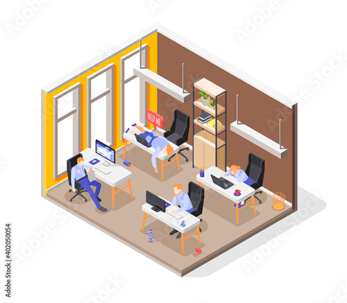 Burn-out Syndrome Isometric Concept