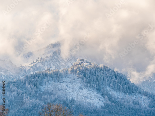 Photography Winter landscape with mountains and Falkenstein