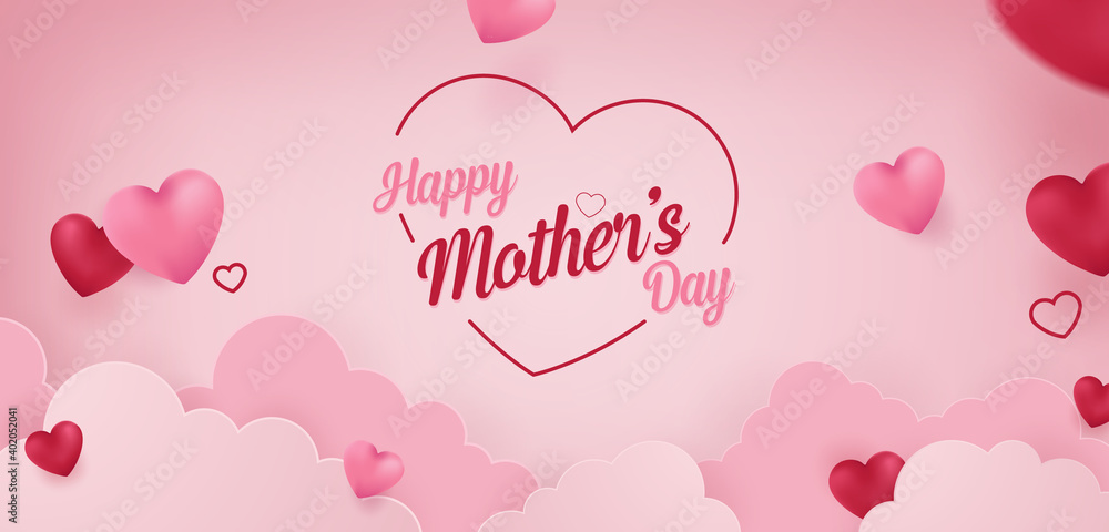 Happy Mother's Day Vector Banner Concept Background Illustration
