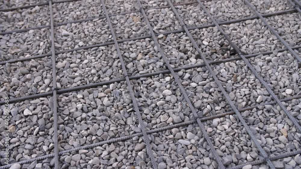 metal mesh with rubble, construction site metal mesh with rubble, construction site