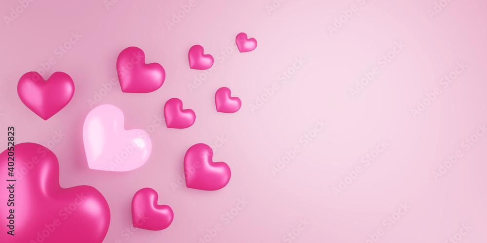 Valentine concept background, Love card, empty display 3d rendering.
