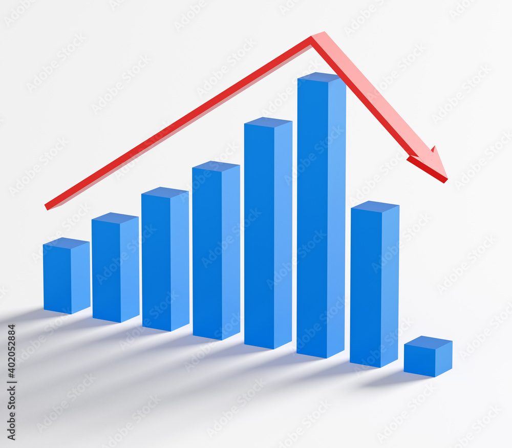 Business and bankruptcy concept. Bankrupt graph with recession Business and bankruptcy concept. Bankrupt graph with recession