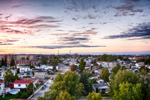 Residential area, sunset, Rouyn-Noranda, Abitibi, Quebec, Canada