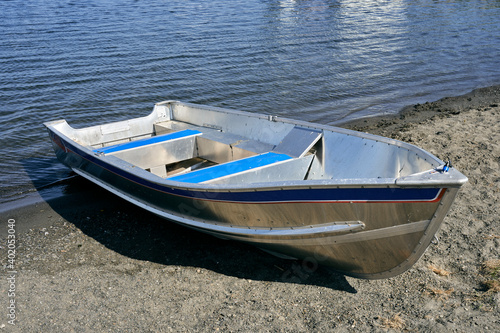 aluminium boat on the beach
