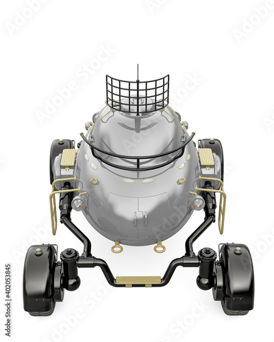 Fototapeta Naklejka Na Ścianę i Meble -  lunar roving vehicle on white background rear drone view