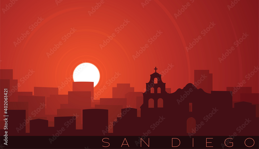 San Diego Low Sun Skyline Scene