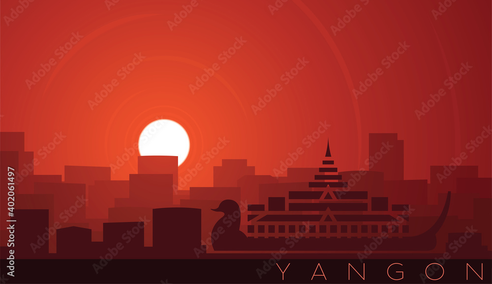 Yangon Low Sun Skyline Scene