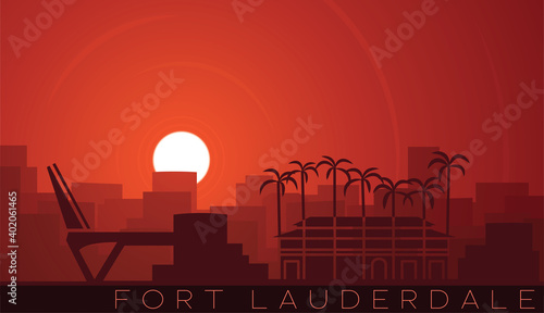 Fort Lauderdale Low Sun Skyline Scene