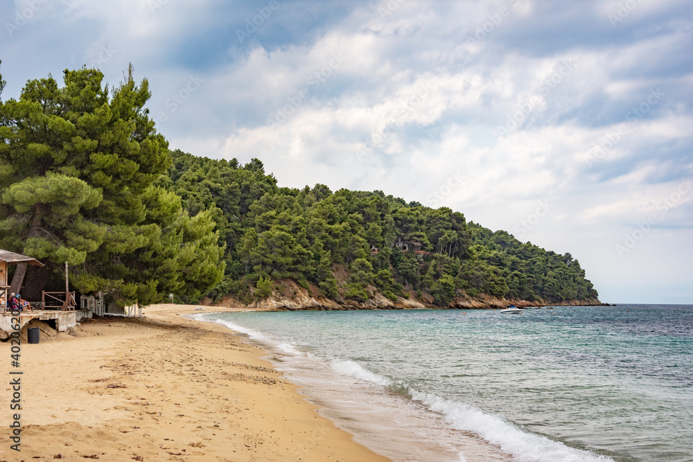 Vromolimnos beach on Skiathos island, Sporades, Greece.