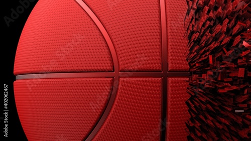 Basketball and Particles. 3D illustration. 3D high quality rendering. 3D CG.  © DRN Studio