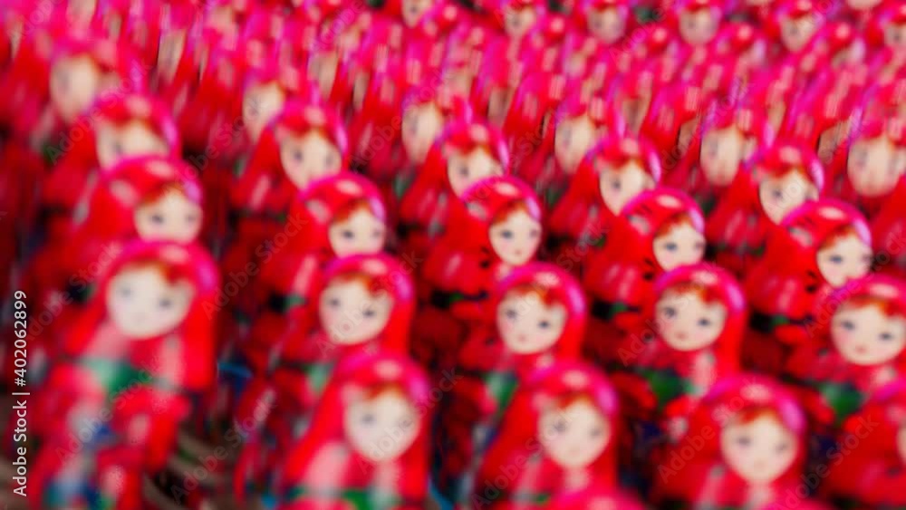 Beautiful handmade matryoshka dolls. A huge number of Babushkas jumping together Beautiful handmade matryoshka dolls. A huge number of Babushkas jumping together