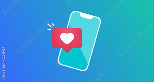 mobile social media marketing like rating flat illustration