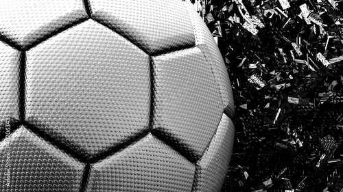 Photography Soccer ball with Particles under Black Background