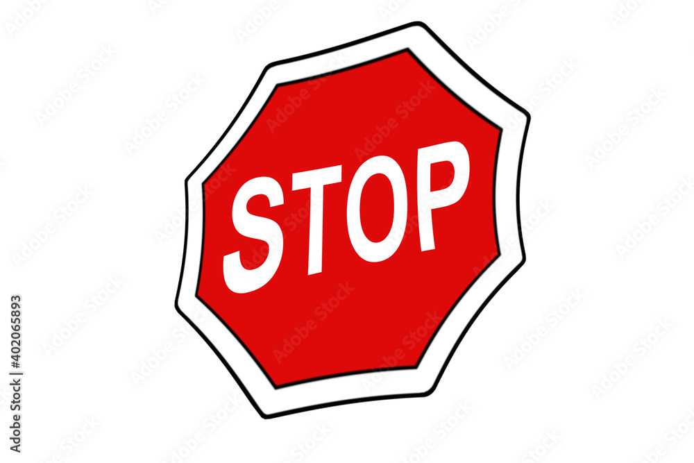 Znak drogowy stop. Ściśnięty, wersja prosta bez odblasku. Znak drogowy stop. Ściśnięty, wersja prosta bez odblasku.