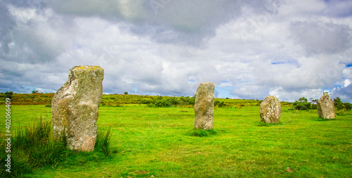 Group of Stones, part of the Hurlers group of three stone circles on Bodmin Moor in Cornwall