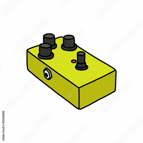 distortion pedal doodle icon, vector color illustration
