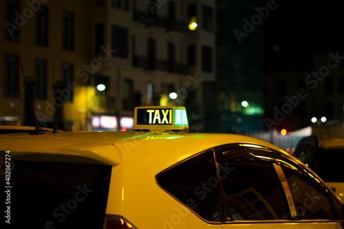 Taxi at night in the city