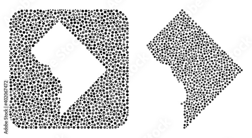 Map of District Columbia mosaic created with rounded items and cut out shape. Vector map of District Columbia mosaic of circle elements in different sizes and gray color tints.