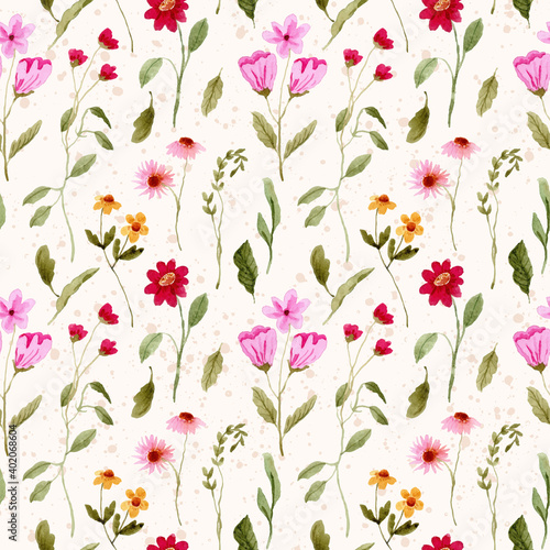 tiny floral garden watercolor seamless pattern